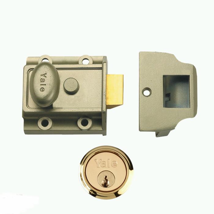 Yale 706 Cylinder Rim Nightlatch; Enamelled Nickel Bronze (ENB) Case; Polished Brass (PB) Cylinder; Narrow Stile; 40mm Backset