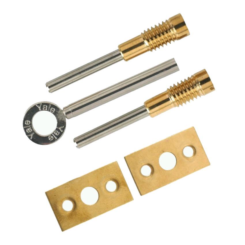 Yale 8013 Sliding Sash Window Bolts (Dual Screws) & Key; Brass Finish; Pack 2 + 1 Key