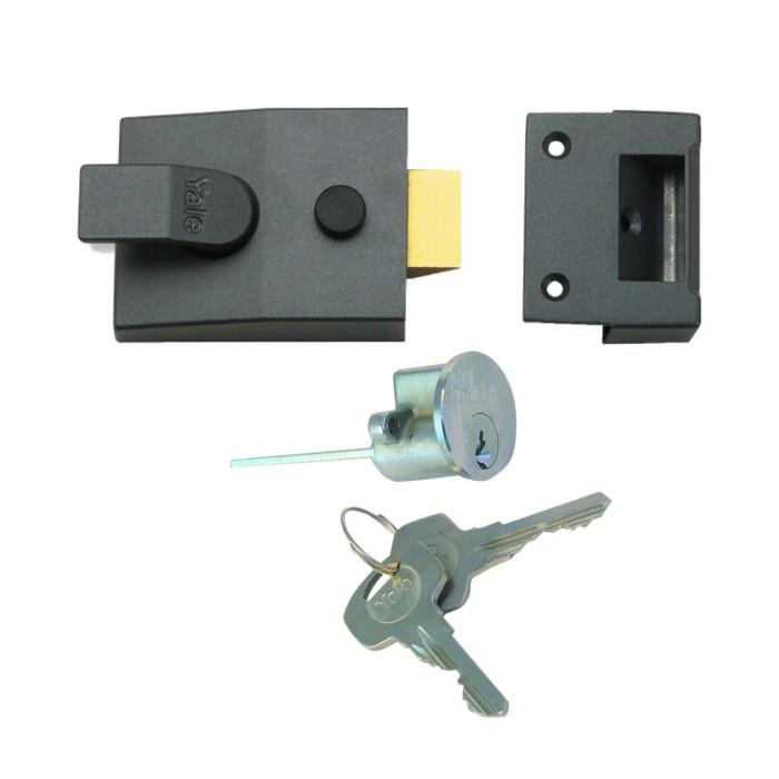 Yale 88 Cylinder Rim Nightlatch; Standard Stile, 60mm Backset; Dark Metalic Grey (DMG) Case; Satin Chrome Plated (SCP) Cylinder