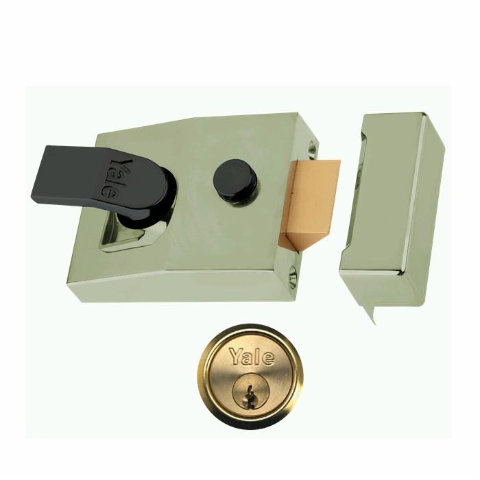 Yale 89 Cylinder Rim Nightlatch; Double Locking; Standard Stile; 60mm Backset; Brasslux (BX) Case; Polished Brass (PB) Cylinder