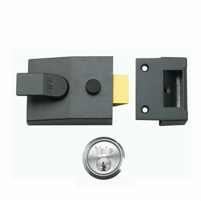 Yale 89 Cylinder Rim Nightlatch; Double Locking; Standard Stile; 60mm Backset; Dark Metalic Grey (DMG) Case; Satin Chrome Plated (SCP) Cylinder