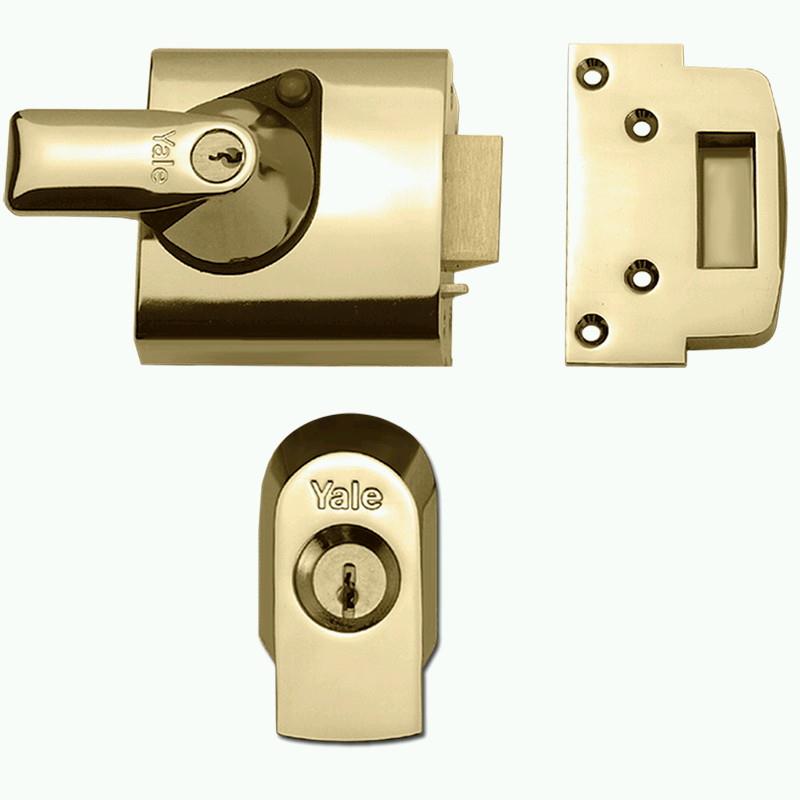 Yale PBS1 BS Cylinder Rim Lock; Brasslux (BX) Case & Cylinder; Standard Stile, 60mm Backset