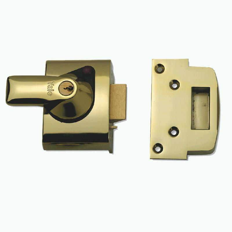 Yale PBS2 BS Cylinder Rim Lock; Brasslux (BX) Case & Cylinder; Narrow Stile; 40mm Backset