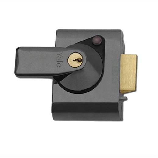 Yale PBS2 BS Cylinder Rim Lock; Dark Metalic Grey (DMG) Case; Polished Brass (PB) Cylinder; Narrow Stile; 40mm Backset