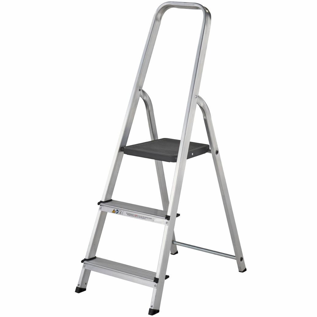 Youngman Atlas 35331218L Light Trade Platform Step Ladder; Aluminium; 3 Tread; BS EN131 2018 Professional; Top Tread Height 580mm; Safe Working Height 2330mm