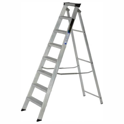 Youngman 30899618 Aluminium Builders Steps; EN131 2018 Professional; 8 Tread; Top Tread Height 1750mm; Safe Working Height 2810mm