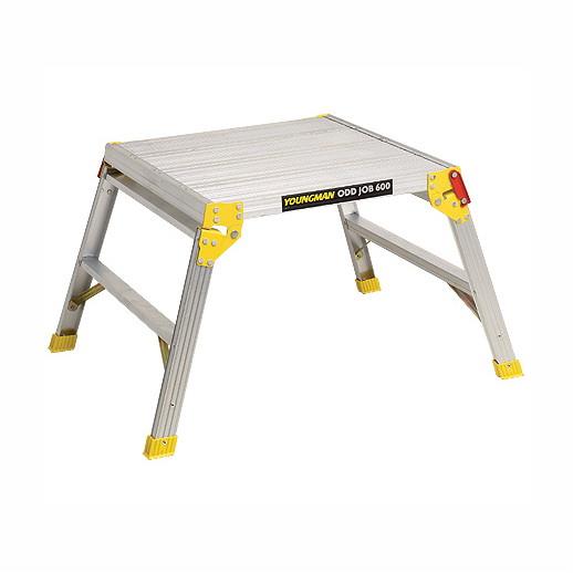 Youngman 31289800 Odd Job 600 Foldaway Workstand Aluminium Hop Up; Multi-Purpose Trade Work Platform; 600mm x 600mm Platform; 500mm High