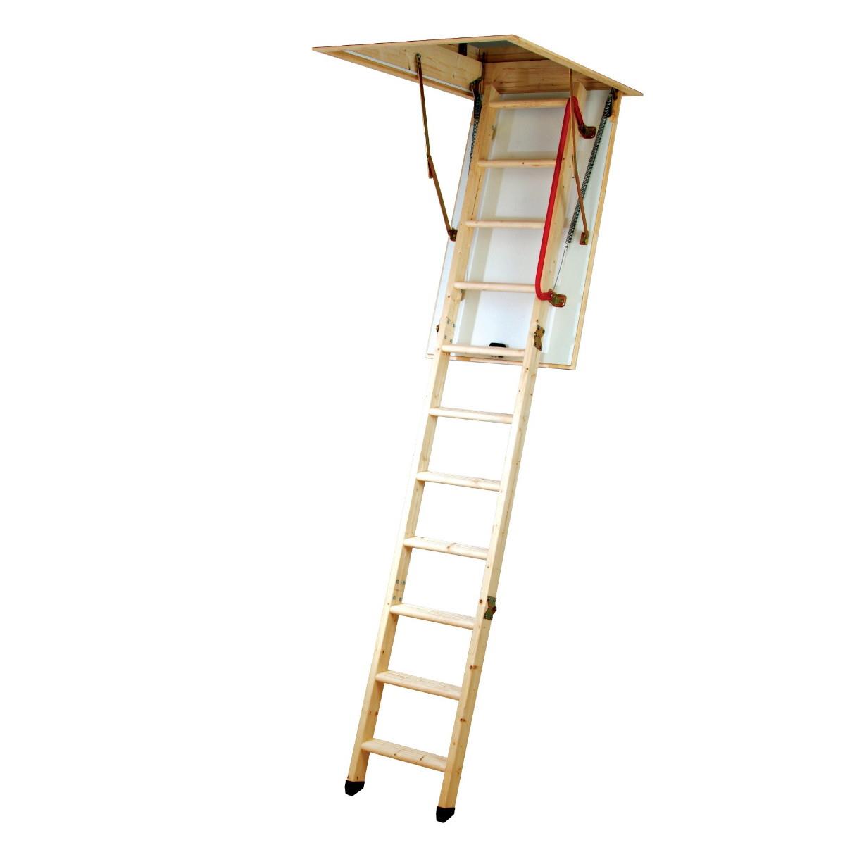 Youngman 34535000 Eco Slide Loft Ladder; 3 SectionTimber; Opening 1.15m x 0.57m; Max Floor To Ceiling 2.85m