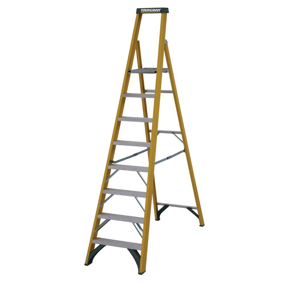 Youngman 52745818 S400 8 Tread Glass Fibre Heavy Duty Platform Steps; EN131 2018; Safe Working Height 3620mm; Platform Height 1870mm
