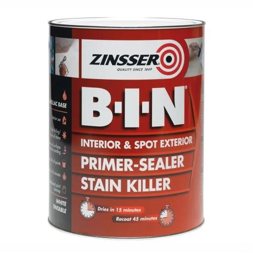 Zinsser B.I.N® Primer; Sealer & Stain Killer Paint; White (WH); 1 litre