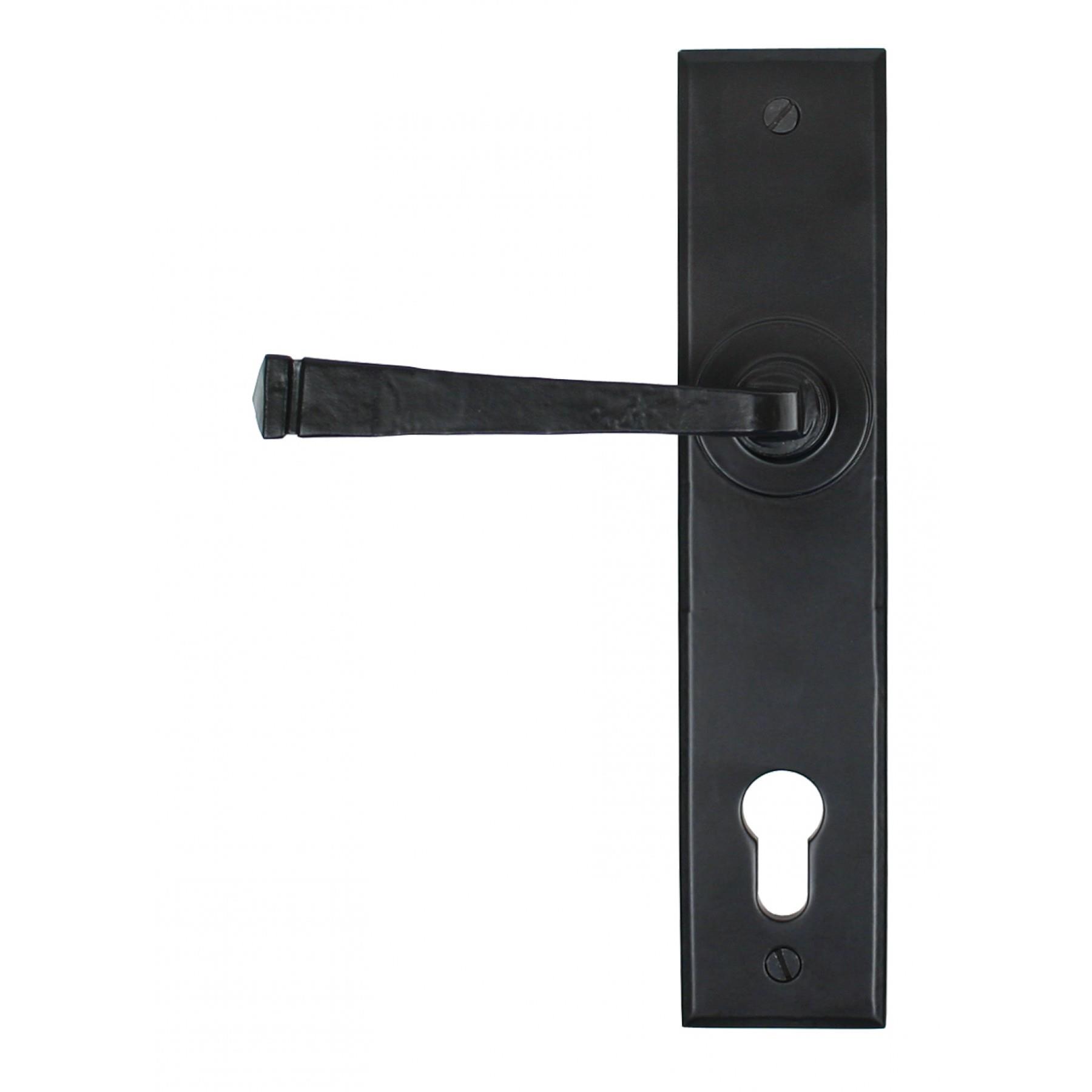 From The Anvil 33123 Avon Lever Handle Euro Espagnolette Lock Set; 241 x 48mm Backplate; 118mm Lever; 92mm Centres; 215mm Fixing Centres; Black (BK)