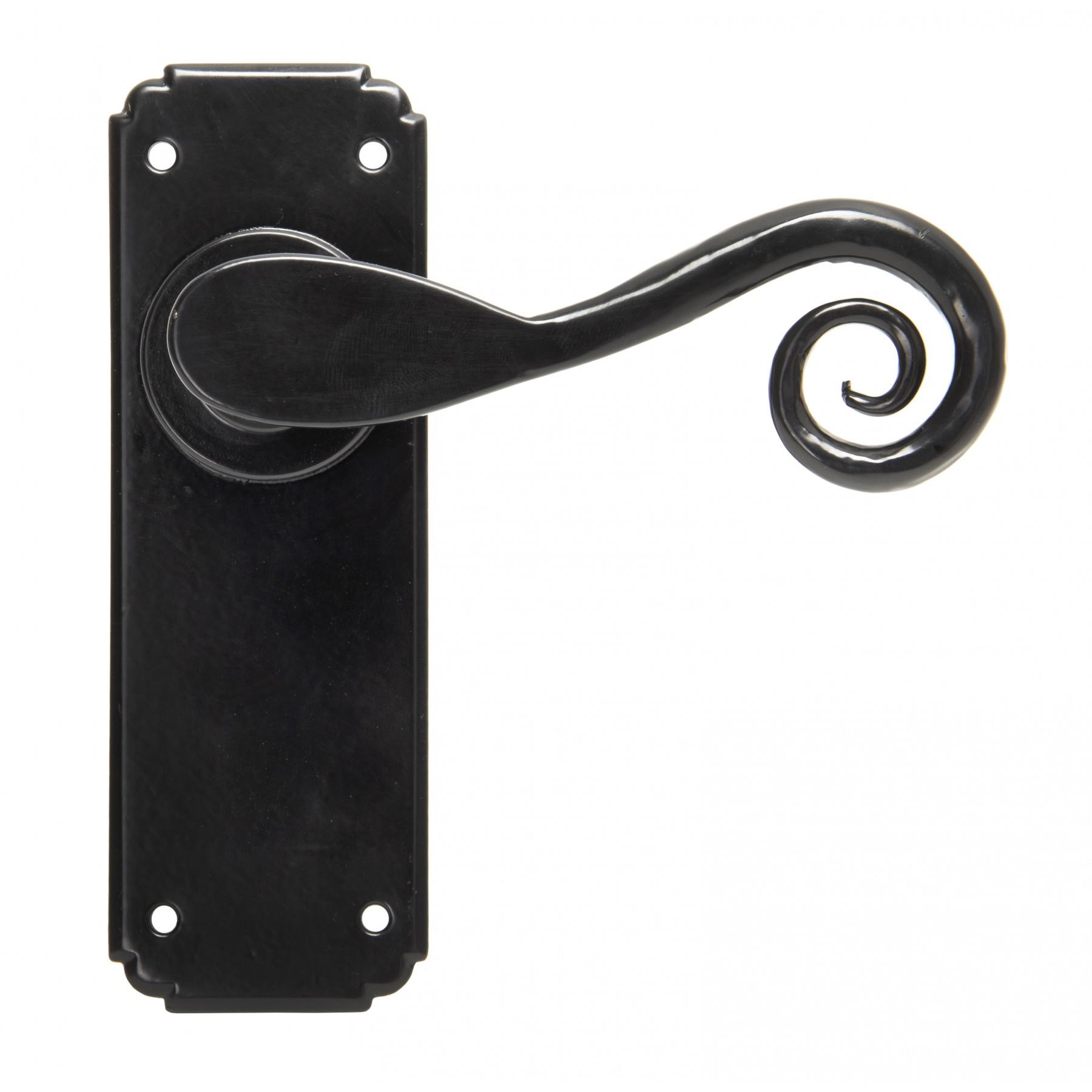 From The Anvil 33278 Monkeytail Lever Latch Set; Powder Coated Black (BK)