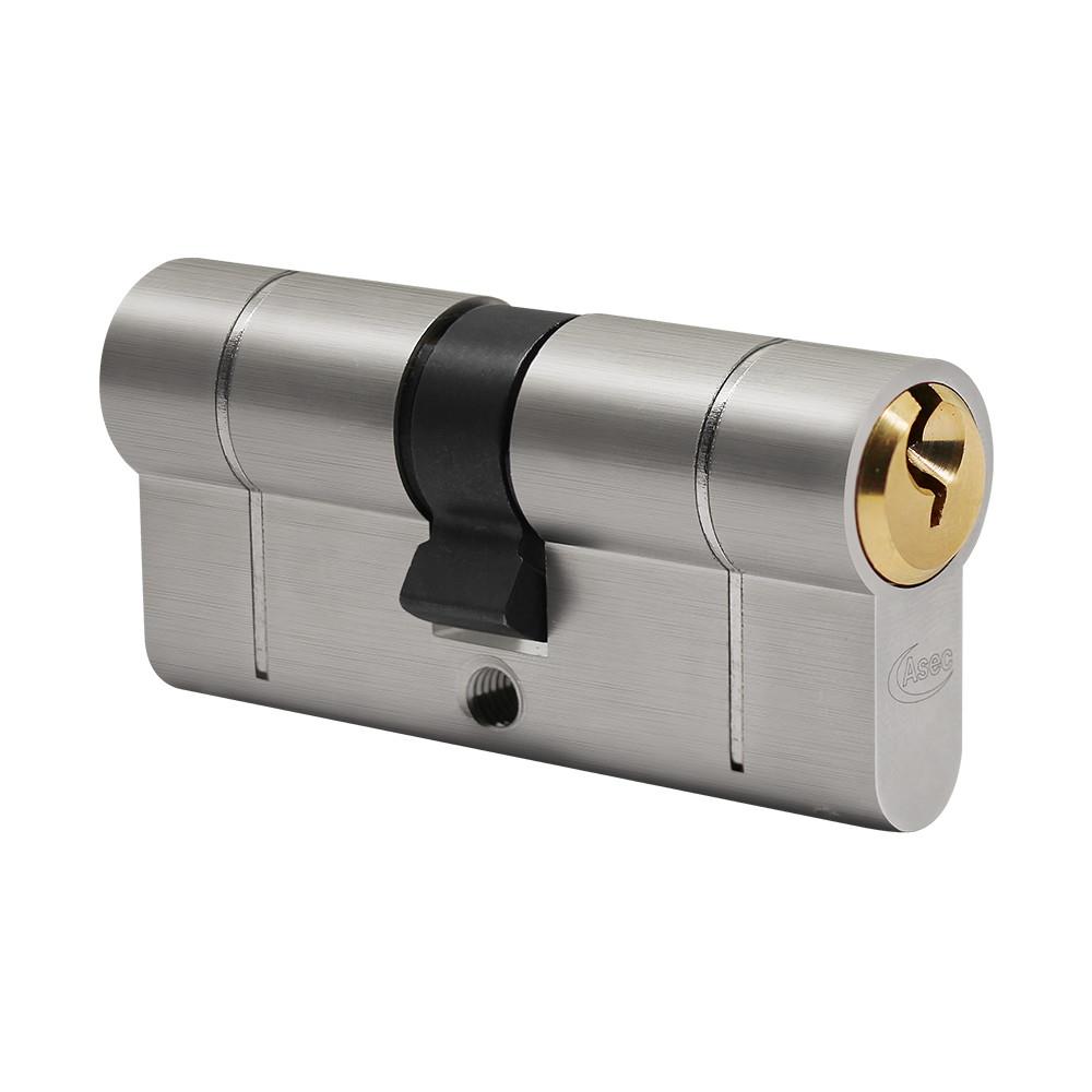 Asec VT10009 Euro Profile Double Cylinder; 30 x 30mm (25/10/25); Snap Resistant; 6 Pin; 3 Keys; Dual Finish; Nickel Plated / Polished Brass (NP) (PB)