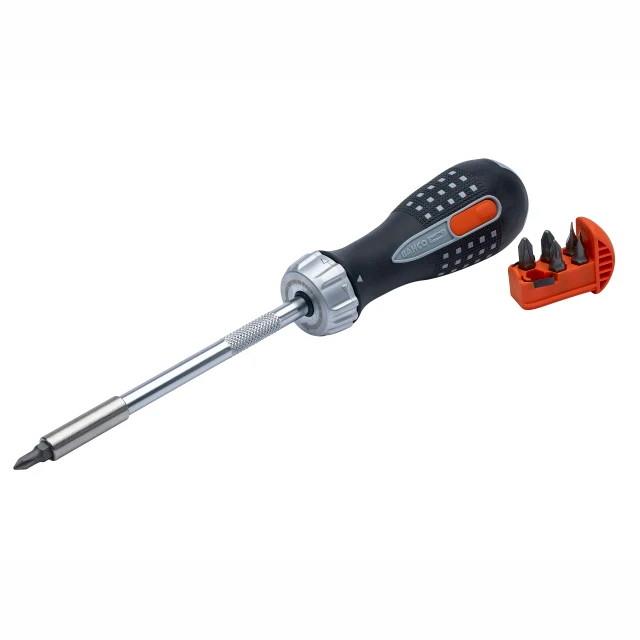 Bahco 808050 Ratchet Screwdriver; Complete With 6 Screwdriver Bits