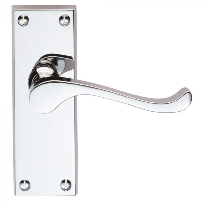 Carlisle DL55CP Victorian Scroll Lever Handle Latch Set; 118 x 43mm Backplate; Polished Chrome Plated (CP)