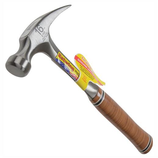 Estwing E16S Striaght Claw Hammer; Leather Grip; 16 oz.
