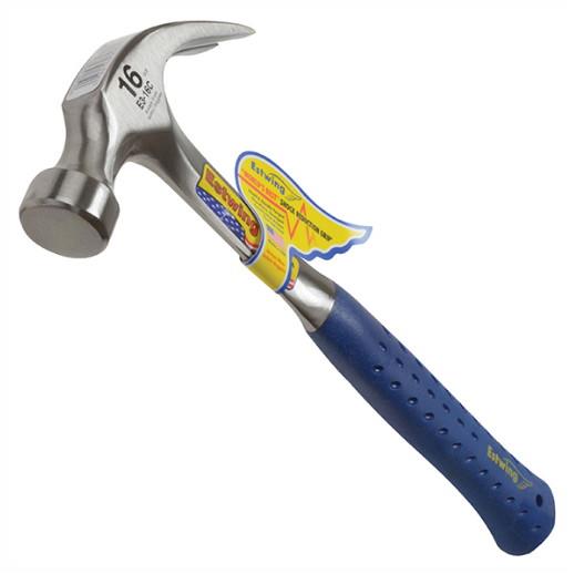 Estwing E3/16C Curved Claw Hammer; Blue Vinyl Grip; 16 oz.