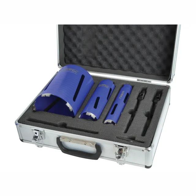 Faithfull DCKIT7 Diamond Core Drill Kit And Case; 7 Piece Set; Includes 38mm; 52mm And 117mm