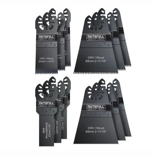 Faithfull FAIMFKIT12 Multi-Tool Blade Kit; 12 Piece;