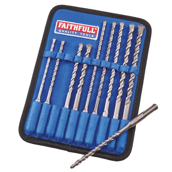 Faithfull FAISDSSET10 SDS Plus Drill Bit Set; 10 Piece Set