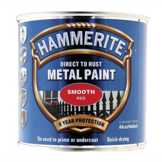 Hammerite Direct To Rust Smooth Finish; Red (RD); 250ml