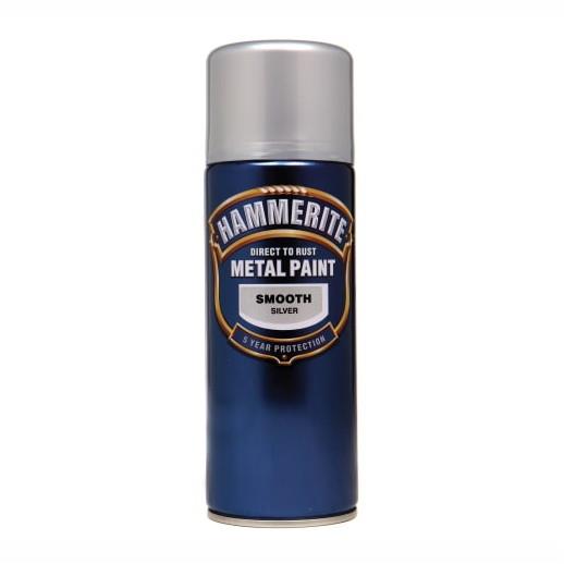 Hammerite Direct To Rust Spray Smooth Finish; Silver (SIL); 400ml