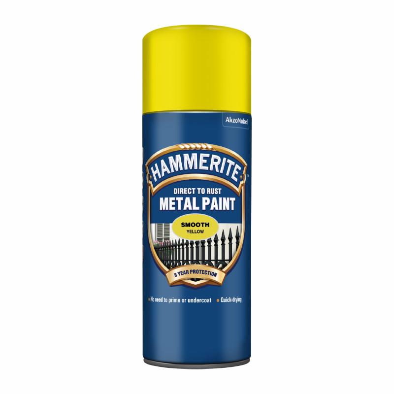 Hammerite Direct To Rust Spray Smooth Finish; Yellow (YEL); 400ml