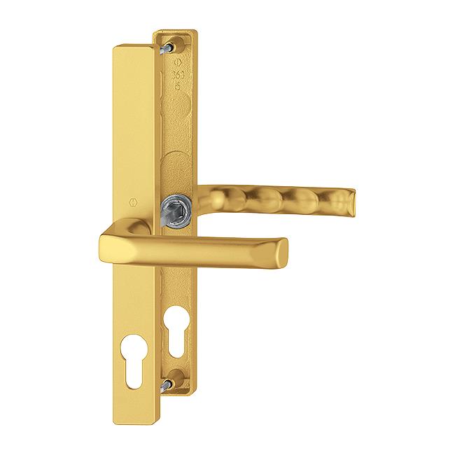 Hoppe 3217133 London Series PVCu Door Handle Set; Unsprung Lever/Lever; 70mm Centres; 235 x 27mm Backplate; 2 Hole Fix; 215mm Screw Centres; 113/363M; Gold (GOL) (F3)