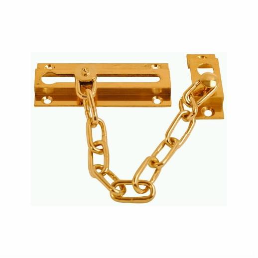 Slide Action Door Chain; 95mm (3.3/4"); Polished Brass (PB)