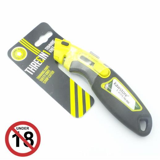 kawstore Fan 3 IN 1 Trimming Knife; Yellow/Black (YEL/BK)