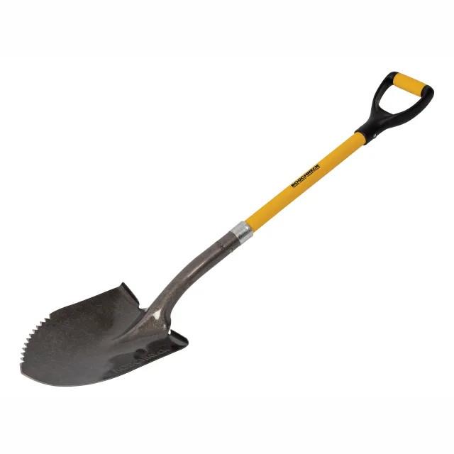 Roughneck 68-046 Serrated Edge Round Shovel; Fibreglass Shaft; D-Grip Handle; Overall Length 1070mm (42")