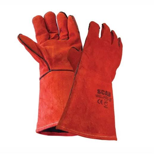 Scan 6201 Welders Gauntlets; Red (RD); Size 9 Large (L)