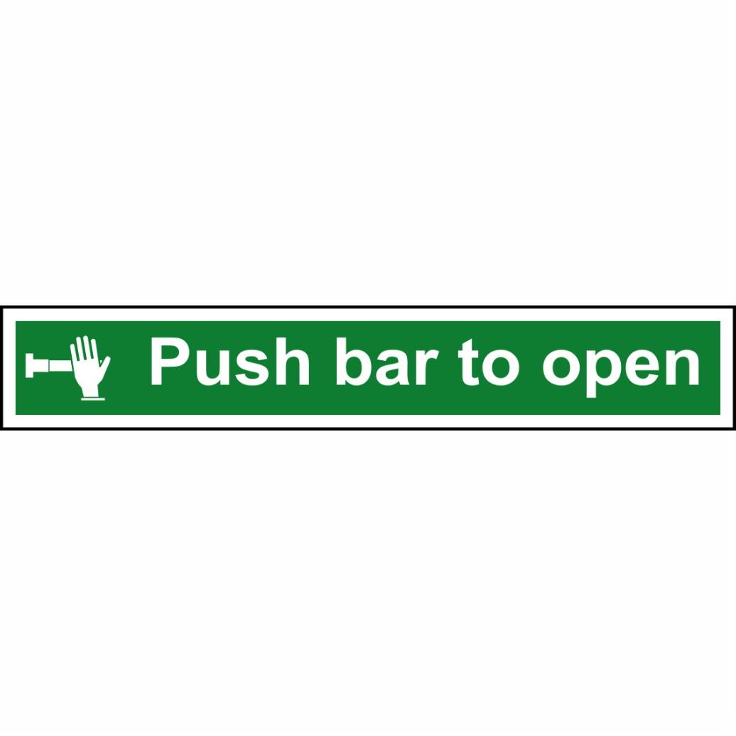 Spectrum Sign 12141 "Push Bar To Open"; Non Adhesive Rigid 1mm PVC Board (RPVC); 600 x 100mm