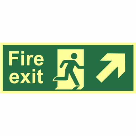 Spectrum Photoluminescent Sign 12412 "Fire Exit" (Running Man; Arrow Up Right); 1.3mm Rigid (PHO); 400 x 150mm
