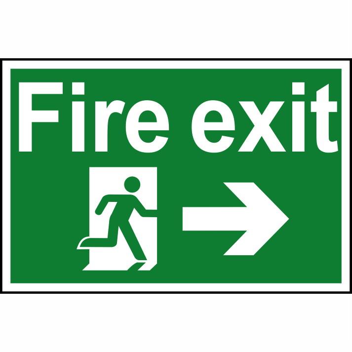 Spectrum Sign 1504 "Fire Exit" (Running Man; Arrow Right); Self Adhesive Semi Rigid (PVC); 300 x 200mm