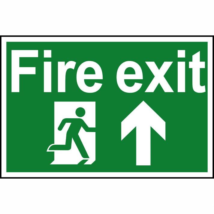 Spectrum Sign 1505 "Fire Exit" (Running Man; Arrow Up); Self Adhesive Semi Rigid (PVC); 300 x 200mm