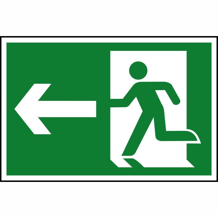 Spectrum Sign 1531 Running Man; Arrow Left; Self Adhesive Semi Rigid (PVC); 300 x 200mm