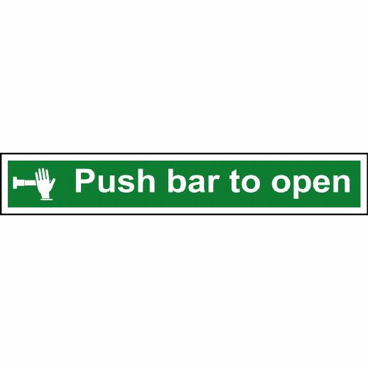 Spectrum Sign 1534 "Push Bar To Open"; Self Adhesive Semi Rigid (PVC); 600 x 100mm