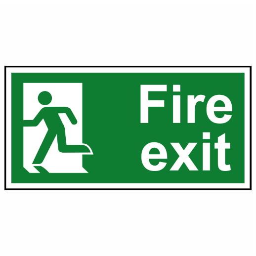 Spectrum Sign 1691 "Fire Exit"; (Running Man; Left No Arrow); Self Adhesive Semi Rigid (PVC); 300 x 150mm