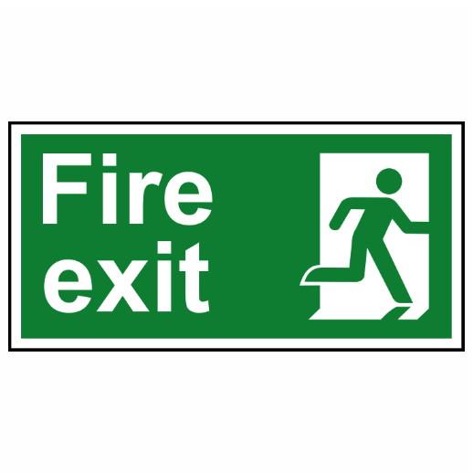 Spectrum Sign 1692 "Fire Exit"; (Running Man; Right No Arrow); Self Adhesive Semi Rigid (PVC); 300 x 150mm