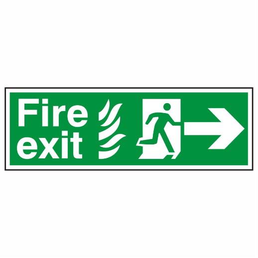 Spectrum Sign 1821 "Fire Exit" (Running Man; Arrow Right); Self Adhesive Semi Rigid (PVC); 450 x 150mm