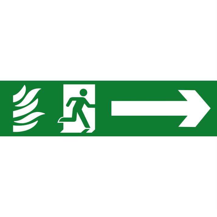 Spectrum Sign 5200 Fire Exit Graphic Symbol (Running Man; Arrow Right); Self Adhesive Semi Rigid (PVC); 200 x 50mm