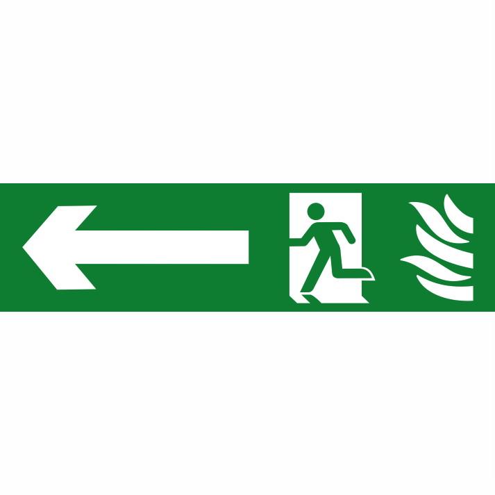 Spectrum Sign 5201 Fire Exit; Graphic Symbol (Running Man; Arrow Left); Self Adhesive Semi Rigid (PVC); 200 x 50mm