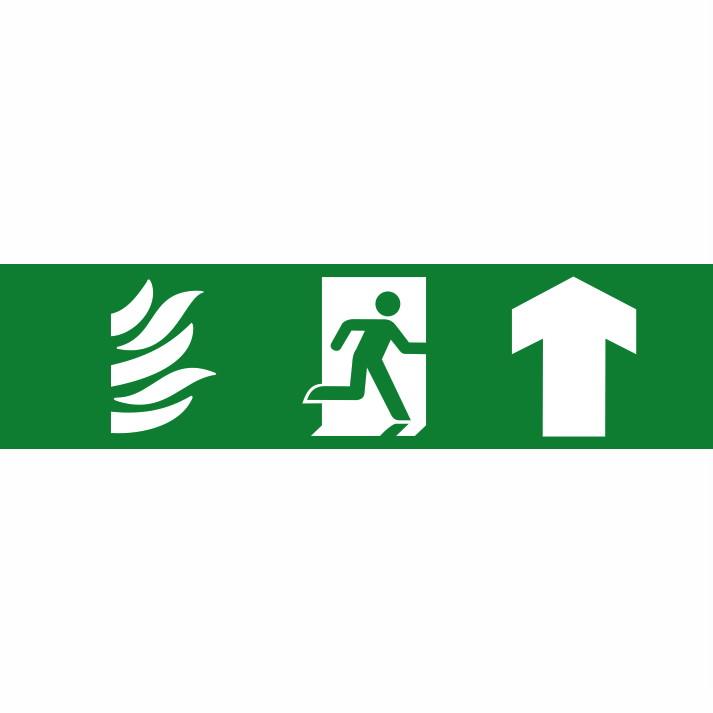 Spectrum Sign 5202 Fire Exit; Graphic Symbol (Running Man; Arrow Up); Self Adhesive Semi Rigid (PVC); 200 x 50mm
