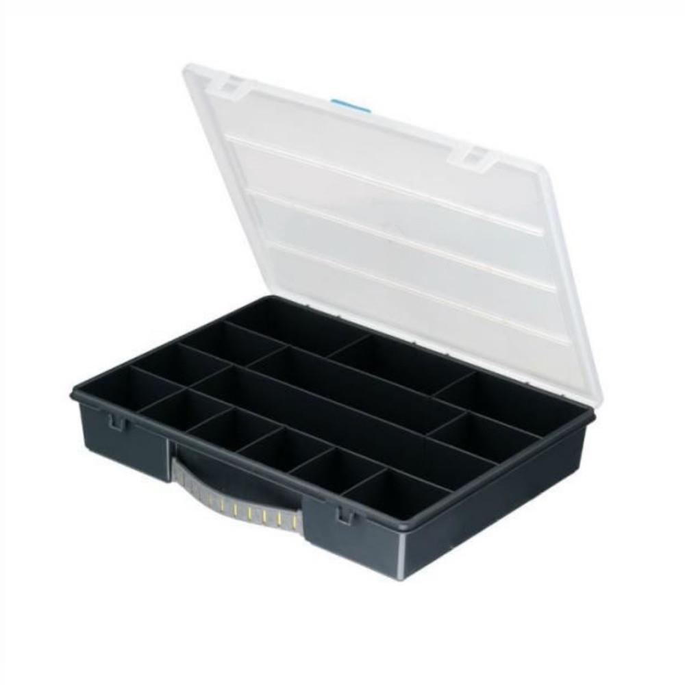 Stanley 1-92-761 Small Parts/Tool Box Organiser; 14 Compartments; 340mm x 260mm x 57mm; Black (BK); Transparent (TR) Lid