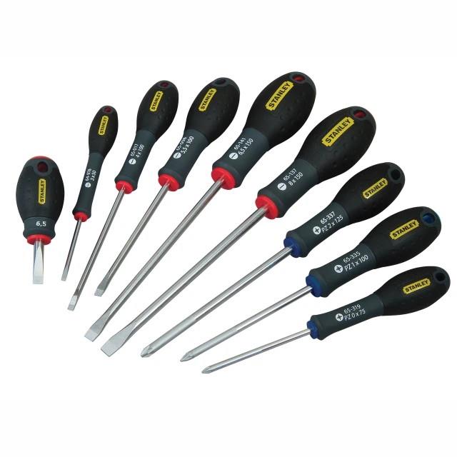 Stanley 5-65-424 Fatmax Screwdriver Set; Parallel/Flared/Pozi; 9 Piece