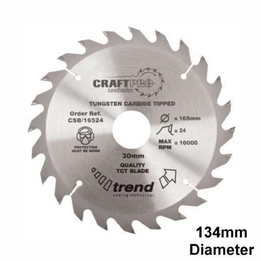 Trend CSB/13424 Craft Circular Saw Blade; 134mm x 24 Teeth; 20mm Bore