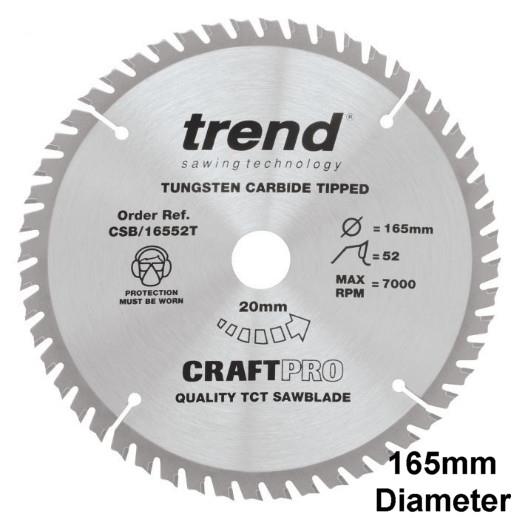 Trend CSB/16552T Craft Circular Saw Blade; 165mm x 52 Teeth x 20mm Bore; 1.6mm Kerf