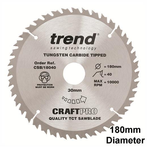 Trend CSB/18030 Craft Circular Saw Blade; 180mm x 30 Teeth x 30mm Bore; 2.4mm Kerf