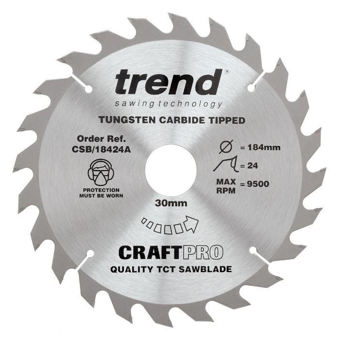 Trend CSB/18424A Craft Circular Saw Blade; 184mm x 24 Teeth; 30mm Bore
